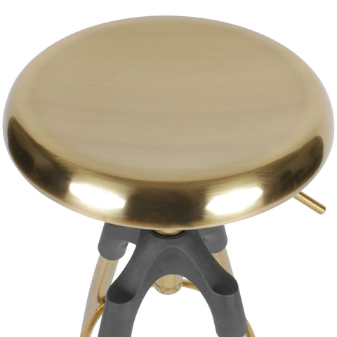 Rootz Bar Stool - Industrial Design Counter Chair - 100 kg Max Load Capacity - Gold Metal - 72-80 cm Height
