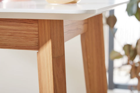 Rootz Table - Bar Table for 4 - Modern Design - Wood Party Table - Scandinavian Oak High Table - White Square - 60x110x60cm