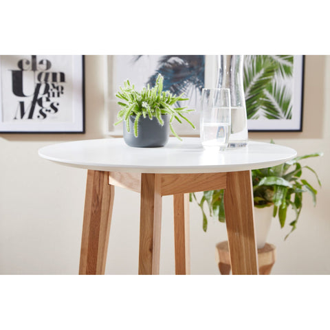 Rootz Standing Table - Bar Table - Bistro Table - High Table - Round - Scandinavian - Oak Wood - Round - White - 60 x 110 x 60 cm