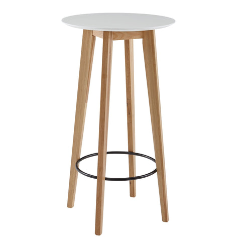 Rootz Standing Table - Bar Table - Bistro Table - High Table - Round - Scandinavian - Oak Wood - Round - White - 60 x 110 x 60 cm