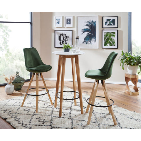 Rootz Standing Table - Bar Table - Bistro Table - High Table - Round - Scandinavian - Oak Wood - Round - White - 60 x 110 x 60 cm