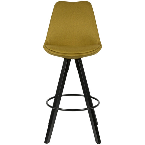 Rootz Bar Stools - Curry/Black - Design Fabric Bar Chairs - Solid Wood Scandinavian (2 Pieces) - Set of 2 Counter Stools with Backrest - Seat Height 77cm