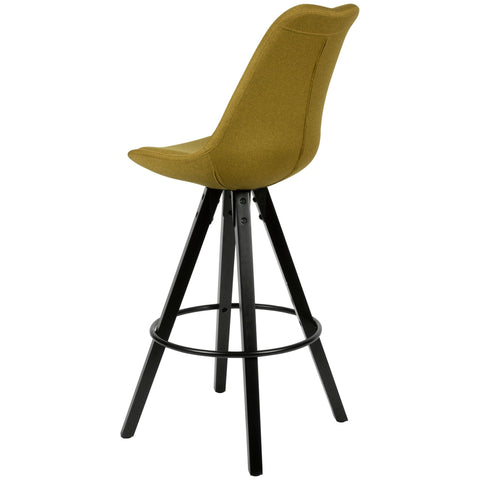 Rootz Bar Stools - Curry/Black - Design Fabric Bar Chairs - Solid Wood Scandinavian (2 Pieces) - Set of 2 Counter Stools with Backrest - Seat Height 77cm