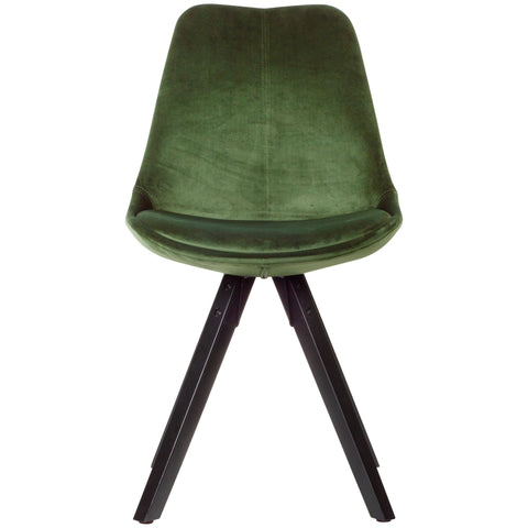 Rootz Soft Dining Chair - Green, Armrest-Free - Set of 2 - Modern Velvet Kitchen Chairs with Black Wooden Legs - Upholstered Shell Chairs, Max Load 110kg