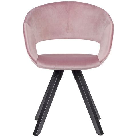 Rootz Dining Chair - Velvet Pink with Black Legs - Modern Style - Kitchen Chair with Backrest - Wooden Feet - Upholstered - Max Load 110kg