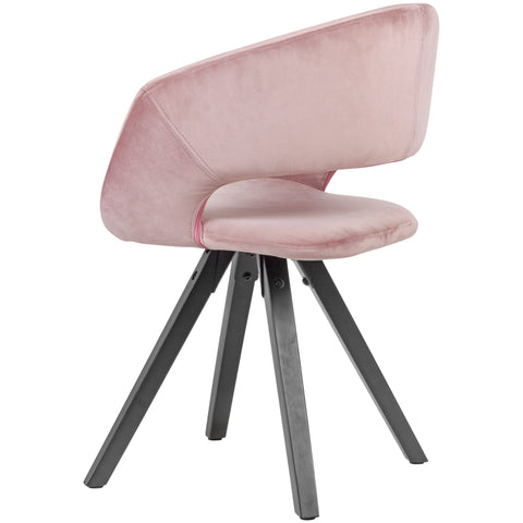 Rootz Dining Chair - Velvet Pink with Black Legs - Modern Style - Kitchen Chair with Backrest - Wooden Feet - Upholstered - Max Load 110kg