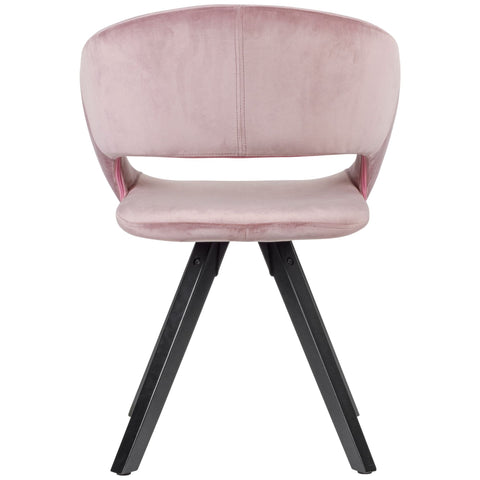 Rootz Dining Chair - Velvet Pink with Black Legs - Modern Style - Kitchen Chair with Backrest - Wooden Feet - Upholstered - Max Load 110kg