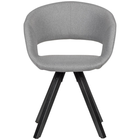 Rootz Dining Chair - Light Gray Fabric with Black Legs - Retro Style - Kitchen Chair with Backrest - Upholstered - Max Load 110kg