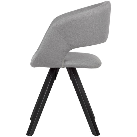 Rootz Dining Chair - Light Gray Fabric with Black Legs - Retro Style - Kitchen Chair with Backrest - Upholstered - Max Load 110kg