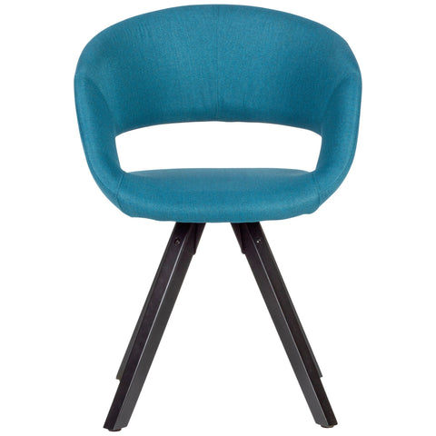 Rootz Dining Chair - Petrol Fabric with Black Legs - Retro Style - Kitchen Chair with Backrest - Upholstered - Max Load 110kg