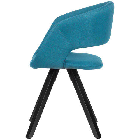Rootz Dining Chair - Petrol Fabric with Black Legs - Retro Style - Kitchen Chair with Backrest - Upholstered - Max Load 110kg