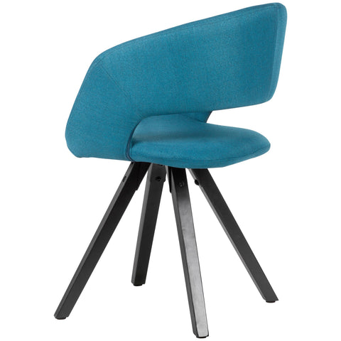 Rootz Dining Chair - Petrol Fabric with Black Legs - Retro Style - Kitchen Chair with Backrest - Upholstered - Max Load 110kg