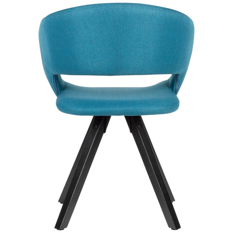 Rootz Dining Chair - Petrol Fabric with Black Legs - Retro Style - Kitchen Chair with Backrest - Upholstered - Max Load 110kg