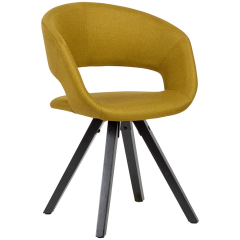 Rootz Dining Room Chair - Curry Fabric with Black Legs - Retro Style - Kitchen Chair with Backrest - Upholstered - Max Load 110kg