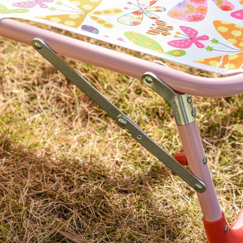 Rootz Kinderliege - Verstellbarer Gartenstuhl - Klappbar - Metall - Rosa - 118 x 40 x 24 cm