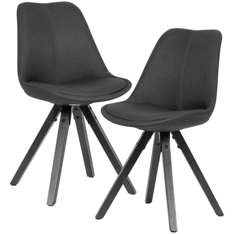 Rootz Dining Chairs - Anthracite with Black Legs - Scandinavian Style -  Set of 2 - Upholstered with Fabric Cover - Design Kitchen Chairs