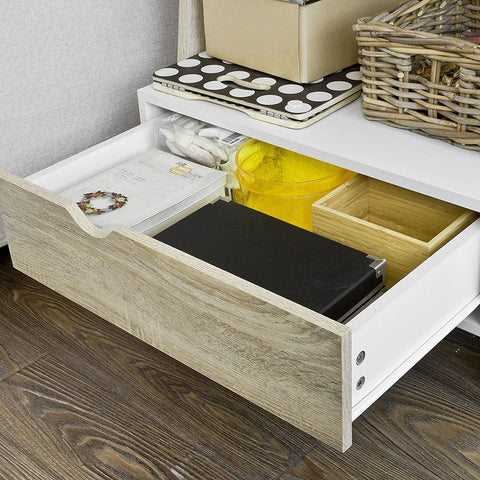 Rootz Ladder Shelf Wall Shelf Bookcase Storage Display Shelving Unit with 4 Shelves and Drawer