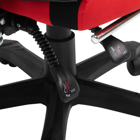 Rootz Gaming Chair - Swivel Chair - Footrest - Mesh - Adjustable In Height - 58 x 72 x 108-118 cm - Black - Red