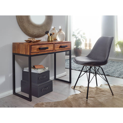 Rootz Console Table - Solid Wood - Wood - Corridor Table - Narrow Desk - Hall Table - Chest of Drawers - Brown - Black - 90 cm