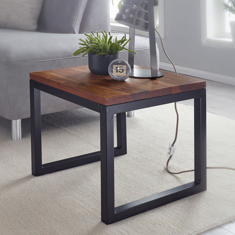 Rootz Side Table - Solid Wood Side Table - Table - Coffee Table - Coffee Table - Wood - 45 x 40 x 45 cm - Brown - Black