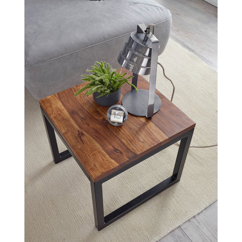 Rootz Side Table - Solid Wood Side Table - Table - Coffee Table - Coffee Table - Wood - 45 x 40 x 45 cm - Brown - Black