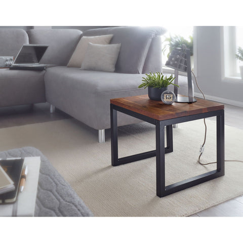 Rootz Side Table - Solid Wood Side Table - Table - Coffee Table - Coffee Table - Wood - 45 x 40 x 45 cm - Brown - Black