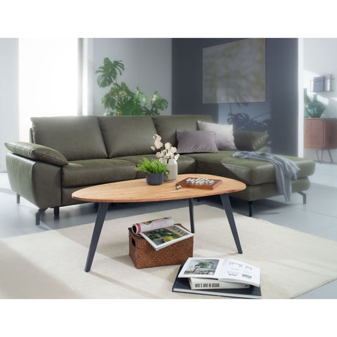 Rootz Coffee Table - Solid Wood - Coffee Table - Acacia Wood - Metal - Side Table - 110 x 60 cm - Black - Brown