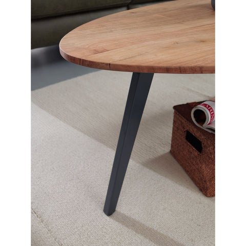 Rootz Coffee Table - Solid Wood - Coffee Table - Acacia Wood - Metal - Side Table - 110 x 60 cm - Black - Brown