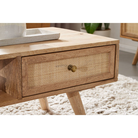 Rootz Salontafel - Massief Mangohout - Opbergruimte - Lade - 90 x 40 x 45 cm - Bruin