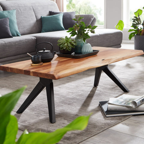 Rootz Coffee Table - Solid Wood Coffee Table - Solid Acacia Wood - 115 x 37 x 64 cm - Design - Coffee Table - Brown - Black