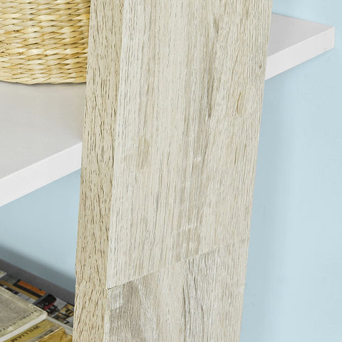 Rootz Ladder Shelf Wall Shelf Bookcase Storage Display Shelving Unit with 4 Shelves and Drawer