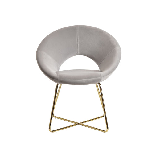 Rootz Dining Chair - Velvet Light Gray - Kitchen Chair - Golden Legs - Shell Chair Fabric - Metal - Upholstered Design