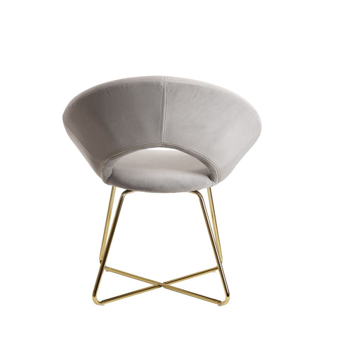 Rootz Dining Chair - Velvet Light Gray - Kitchen Chair - Golden Legs - Shell Chair Fabric - Metal - Upholstered Design