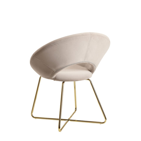 Rootz Dining Chair - Velvet Beige Kitchen Chair - Golden Legs - Shell Fabric - Metal - Upholstered Design