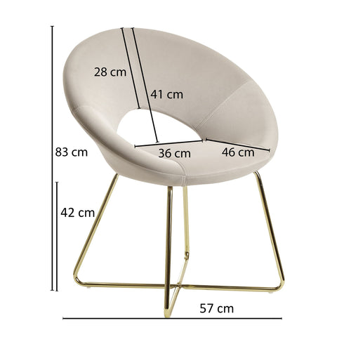 Rootz Dining Chair - Velvet Beige Kitchen Chair - Golden Legs - Shell Fabric - Metal - Upholstered Design