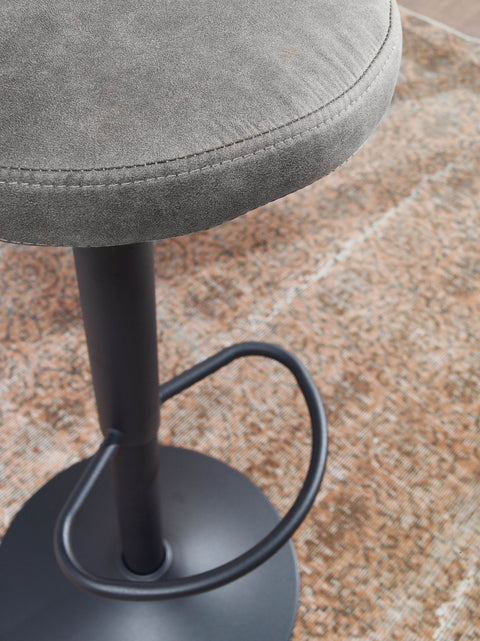 Rootz Stool - Backrest-Free - Kitchen Stool, Fabric-Metal Design - Counter Stool, Bistro Stool - Gray Suede - 58-79cm