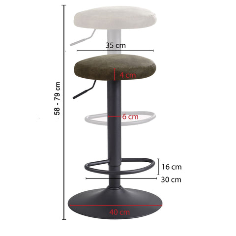 Rootz Stool - Backrest-Free - Kitchen Stool Fabric-Metal Design - Counter Stool, Bistro Stool - Brown Suede