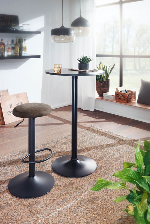 Rootz Stool - Backrest-Free - Kitchen Stool Fabric-Metal Design - Counter Stool, Bistro Stool - Brown Suede