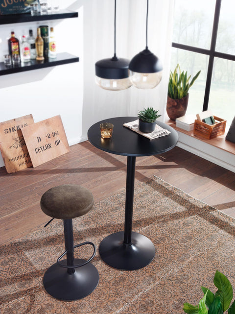 Rootz Stool - Backrest-Free - Kitchen Stool Fabric-Metal Design - Counter Stool, Bistro Stool - Brown Suede