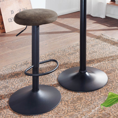 Rootz Stool - Backrest-Free - Kitchen Stool Fabric-Metal Design - Counter Stool, Bistro Stool - Brown Suede