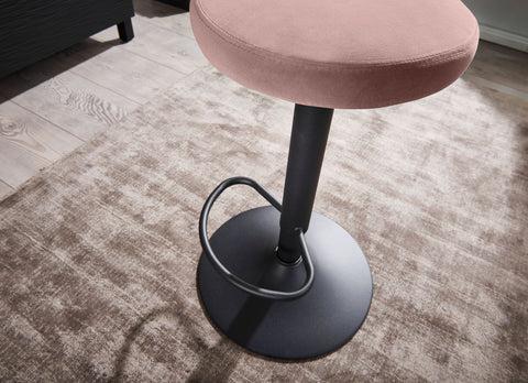 Rootz Kruk - Rugleuningvrij, verstelbare hoogte 58-79 cm - Keukenkruk stof-metaal design - fluweelroze 