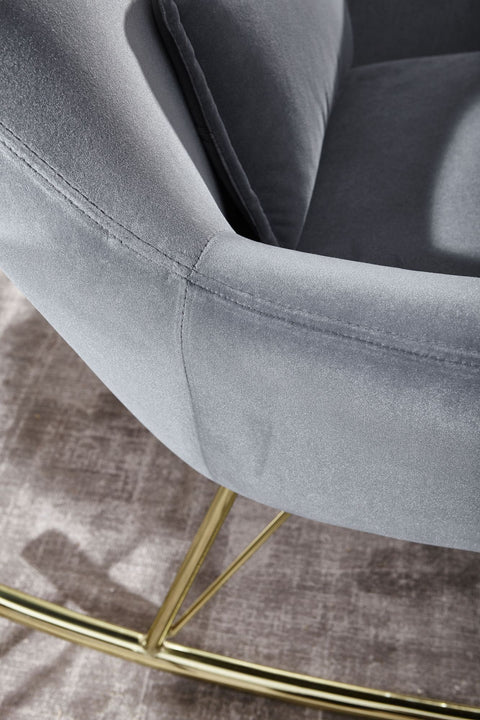 Rootz Rocchair - Metal Dark Gray with Golden Legs - Modern Upholstered Nursing Relax Chair - Velvet - 74x101x89 cm