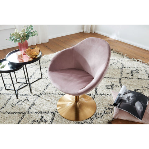 Rootz Lounge chair - Relax Armchair - Armchair - Office chair - Bucket seat - Velvet - Pink - Gold