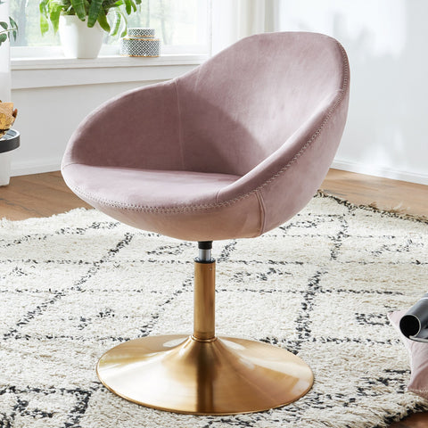 Rootz Lounge chair - Relax Armchair - Armchair - Office chair - Bucket seat - Velvet - Pink - Gold