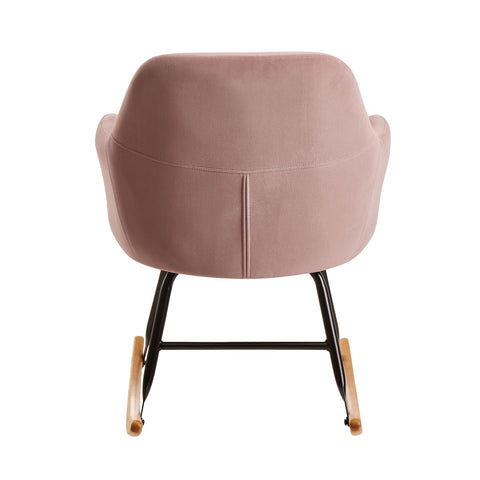 Rootz Rocchair - Velvet Design Relax Chair - Wood Frame - Upholstered Relaxation Armchair - Pink - 71x76x70cm