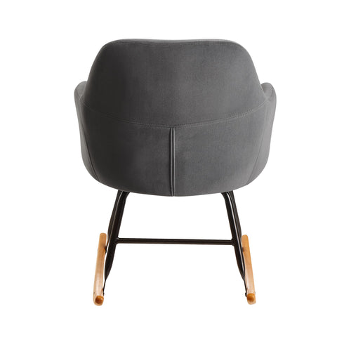 Rootz Rocking chair - Relax chair - Armchair - Relax Armchair - Swing function - Velvet - Iron - Hevea Solid Wood - Light gray / Dark gray
