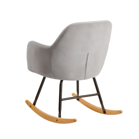 Rootz Rocking chair - Relax chair - Armchair - Relax Armchair - Swing function - Velvet - Iron - Hevea Solid Wood - Light gray / Dark gray