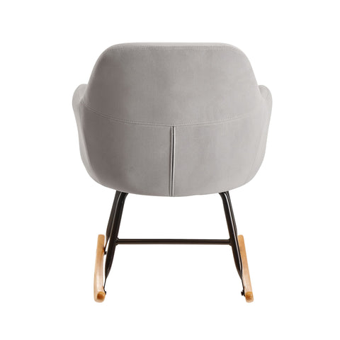 Rootz Rocking chair - Relax chair - Armchair - Relax Armchair - Swing function - Velvet - Iron - Hevea Solid Wood - Light gray / Dark gray
