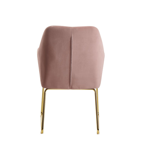 Rootz Dining Chair with Gold Legs - Pink Velvet - Fabric Shell Chair - Design Upholstered Chair for Dining Room