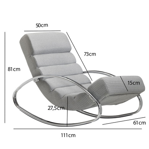 Rootz Relax armchair - Lounge chair - Rocking chair - Tumbler function - Armchair - Swinging Lounger - Lounger - Light gray - Silver - Upholstered